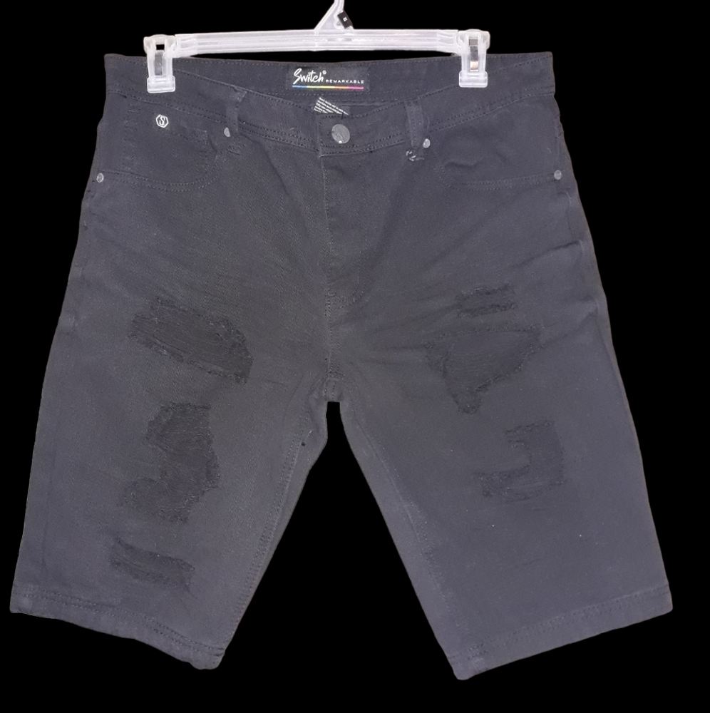Men's  size 34 distressed  switch remarkable  Black Jean shorts